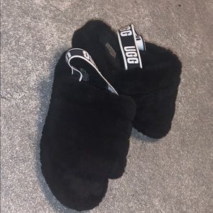 black fur ugg slippers
